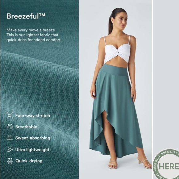 Halara Breezeful High Low Ruffle 2-in-1 Flowy Quick Dry Casual Maxi Skirt - Picture 1 of 6